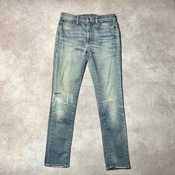R13 Slouch Skinny Jeans Women 29" (Tag says 25) Blue‎ Distressed Italy *READ - Picture 1 of 11